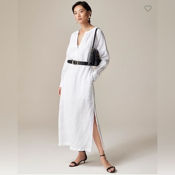 NWT J CREW PETITE Cabana dress in linen in white - Picture 5 of 9